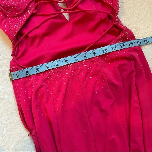 Beaded Barbie Pink Floor Length Formal Gown Prom Homecoming Dress Hot Pink - Picture 11 of 14